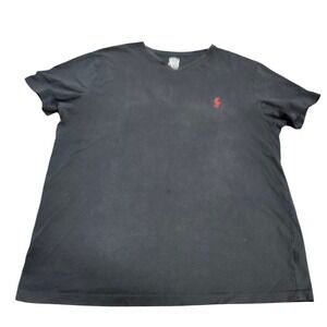 Polo Ralph Lauren Mens V-Neck T-Shirt Black Red Pony Logo Cotton Size L 15336